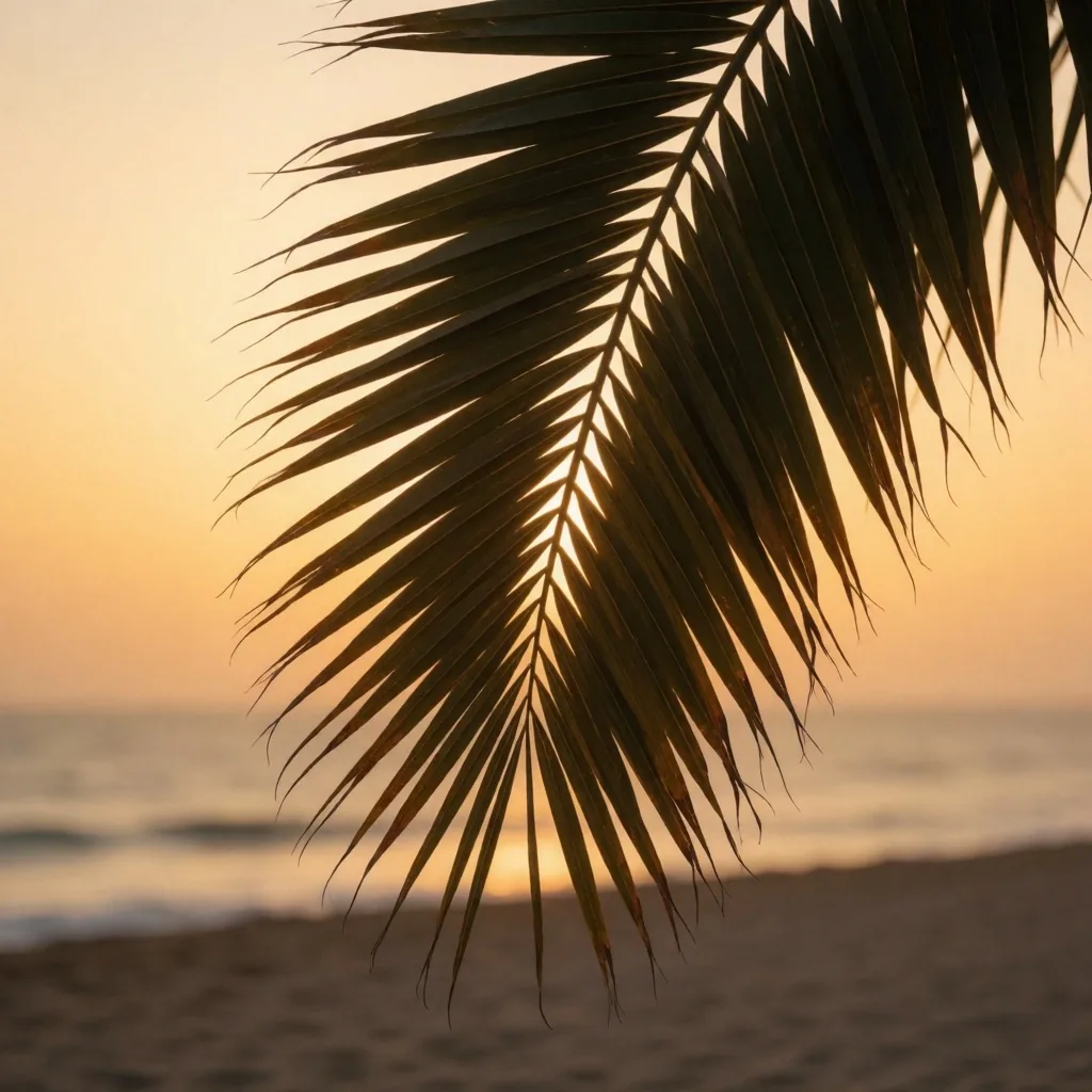Palm fronds in golden light