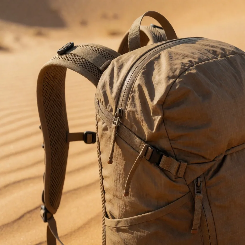 Ventilated day pack with mesh panel