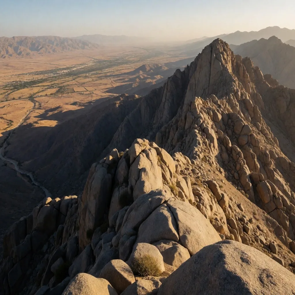 Mountain landscape descending to coastal plain