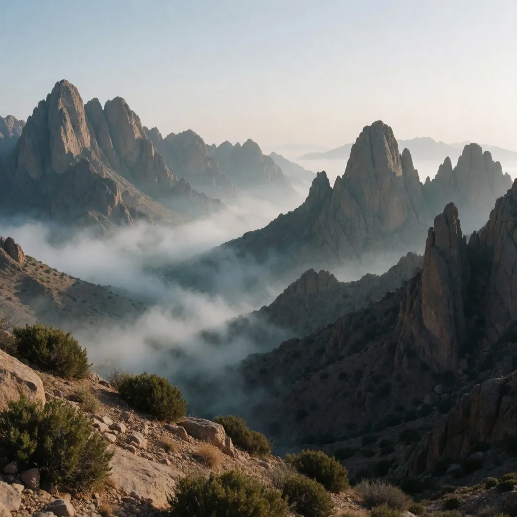 Mountain terrain with sparse vegetation
