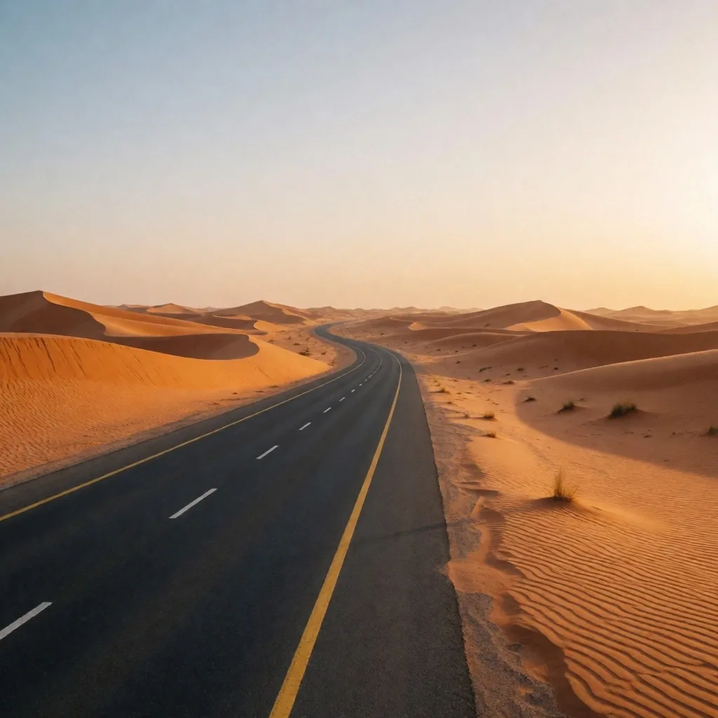 Desert road at dawn