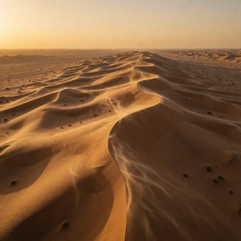 Desert sand dunes at sunset